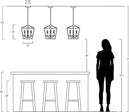 JONATHAN Y JYL1321A Pagoda 10" 3-Light Iron Farmhouse Industrial Lantern LED Pendant, Rustic, Bohemian, Coastal, for Dining Room, Kitchen, Living Room, Oil Rubbed Bronze/Faux Wood