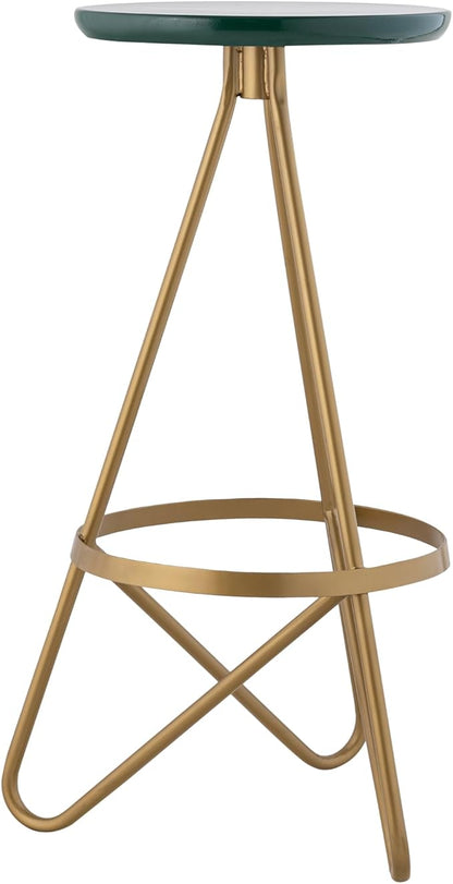 JONATHAN Y BSL1000B Spiroa 30" Modern Industrial Metal Backless Circular Bar Stool for Home, Kitchen, Dining Room, Workspaces, Cafes and Resturants, Green Seat with Gold Frame
