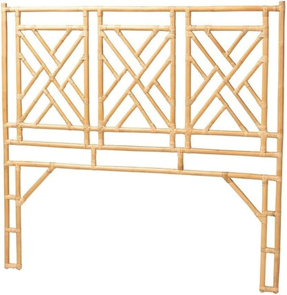Pemberly Row Bohemian Natural Rattan Queen Size Standalone Headboard