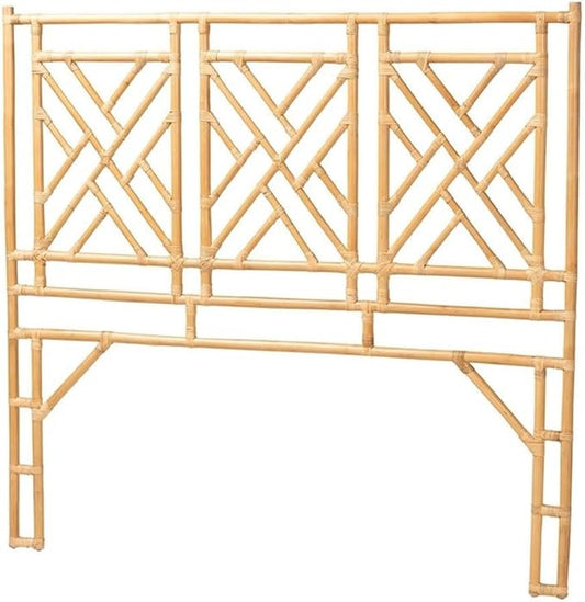 Pemberly Row Bohemian Natural Rattan Queen Size Standalone Headboard