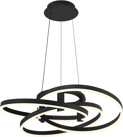 Possini Euro Design McKenna Sanded Black Pendant Lighting 26 1/2" Wide Modern Ribbon Rings Dimmable LED Fixture for Dining Room House Foyer Kitchen Island Entryway Bedroom Living High Ceilings