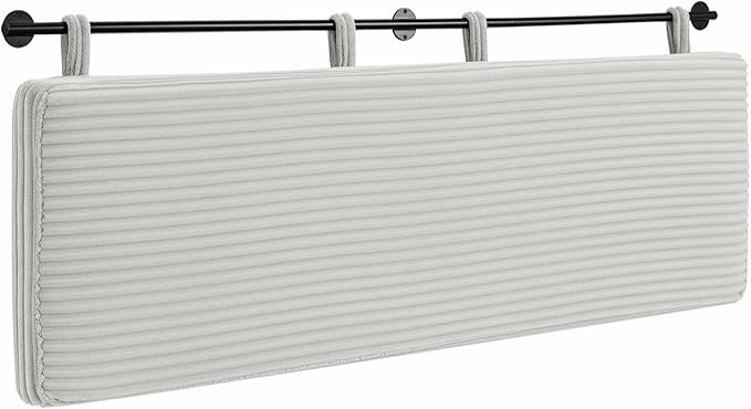 UEV King Headboard Only, Wall Mounted Hanging Upholstered Bed Head Board, Modern Vertical Channel Design of Fine Flannel, Elegant Beige Fluted Headboard for Bedroom (Beige, King Size)