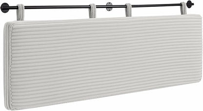 UEV King Headboard Only, Wall Mounted Hanging Upholstered Bed Head Board, Modern Vertical Channel Design of Fine Flannel, Elegant Beige Fluted Headboard for Bedroom (Beige, King Size)