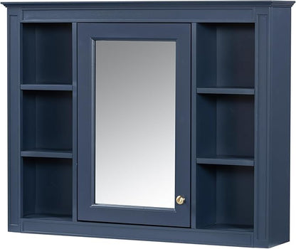 Bathroom Wall Cabinet with Mirror, 35'' x 27.5'' Medicine Cabinet with Mirror Door and Adjustable Shelves, Over Toilet Storage Cabinet, Wall-Mounted Bathroom Mirrors for Over Sink with Storage