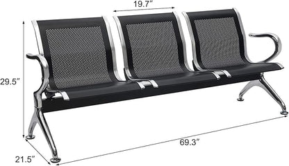 Kinsuite 5-Seat Office Guest Chairs & Reception Chairs - Waiting Room Chairs Airport Reception Seat Bench, Guest Chairs with Arms Lobby Bench Seating for Office Bank Airport Hospital, Black
