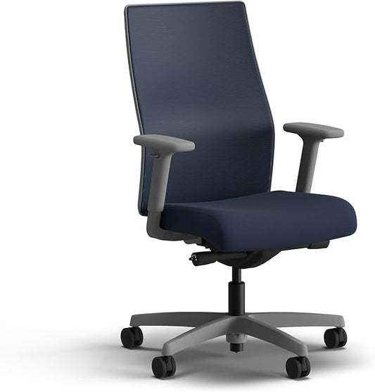 HON Ignition 2.0 Mid Back Task Chair, Spectrum Mesh, Advanced Synchro-Tilt Control, Office Chair with Lumbar Support, Height and Width Adjustable Arms, Titanium Frame, Blueberry