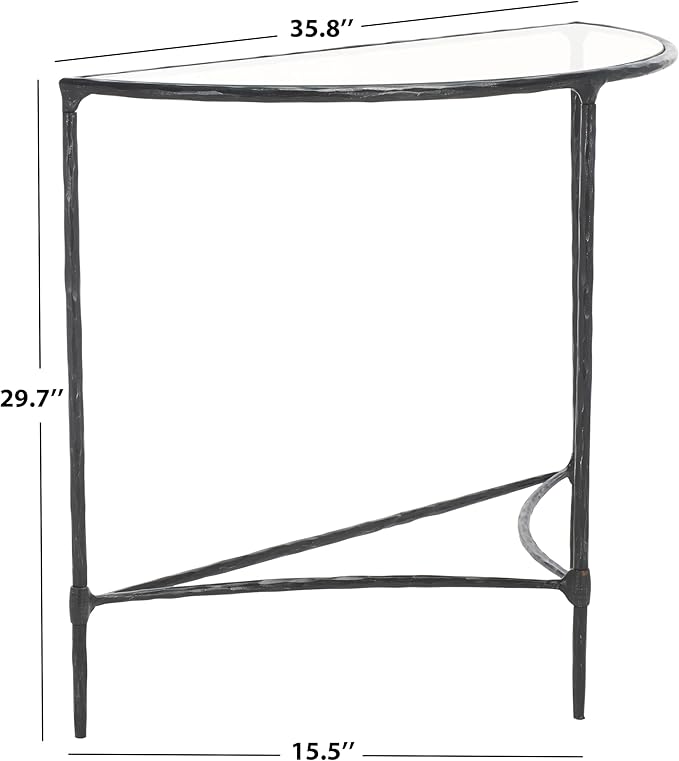 SAFAVIEH Couture Collection Isabellina Black & Clear Glass Half Moon Console Table