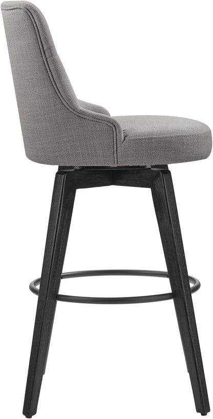Watson & Whitely Bar Stools, 360° Swivel Upholstered Bar Stool with Back, 30" H Bar Height Barstools, Set of 2, Performance Fabric in Flint Grey