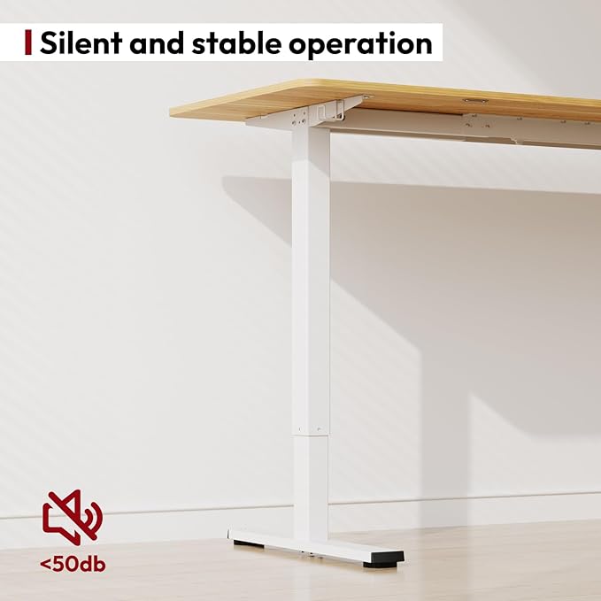 SANODESK Electric Standing Desk 55x24 Inch Height Adjustable Stand Up Desk Home Office Computer Workstation Sit Stand Home Office Desk with Splice Board (White Frame + Maple Top)