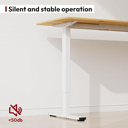 SANODESK Electric Standing Desk 63x24 Inch Height Adjustable Stand Up Desk Home Office Computer Workstation Sit Stand Home Office Desk with Splice Board (White Frame + Maple Top)