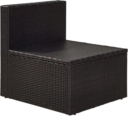 Crosley Furniture Palm Harbor Armless Outdoor Sectional Chair, Wicker Patio Chairs for Porch, Deck, Backyard, Brown with Gray Cushions