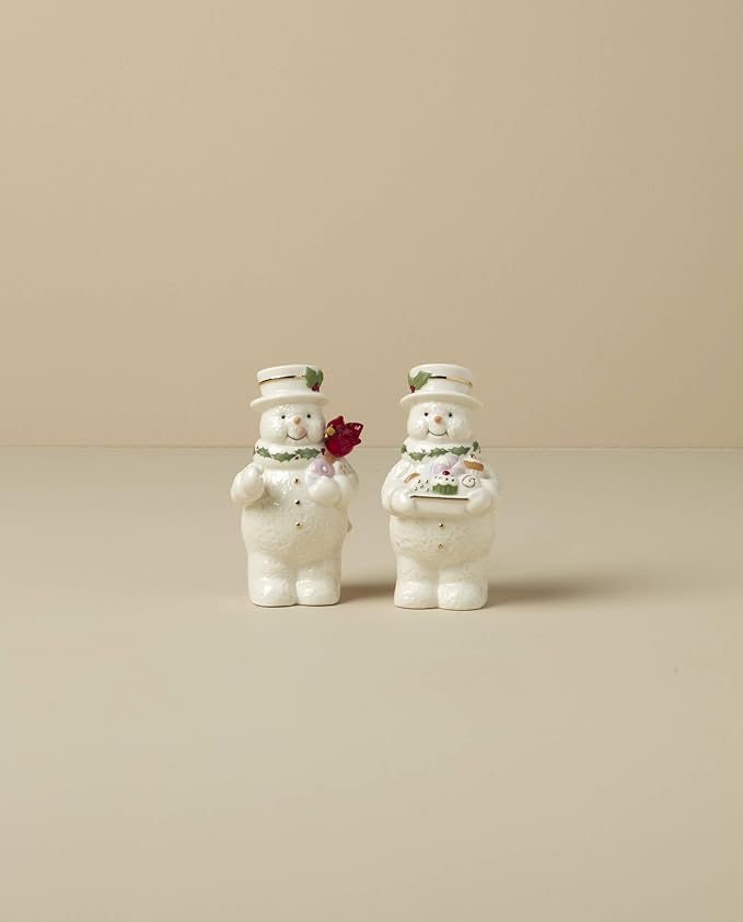 Lenox 896361 Happy Holly Days Snowmen Salt & Pepper Set, 2-Piece, Ivory, Christmas & Holiday Hosting