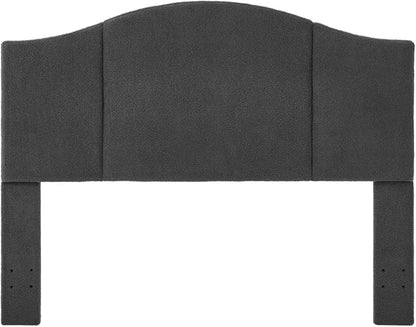 24KF Middle Century Upholstered Foldable Queen Headboard, Modern Boucle Teddy Fabric Headboard Queen/Full 6033-Q-Dark Gray