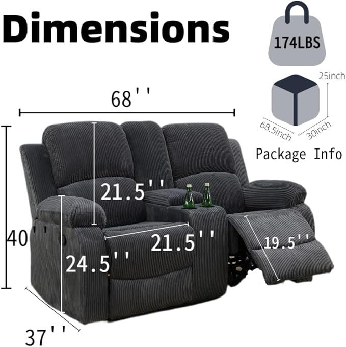 Electric Lift Recliner Sofa, Warm Plush Corduroy Fabric - Comfy Reading Chair for Living Room & Study, Ergonomic Electric Reclining Chair with Soft Upholstery