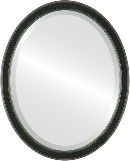 OVALCREST Oval Beveled Wall Mirror for Home Decor - Toronto Style - Black Silver - 22" x 18"