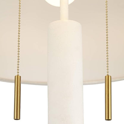 Possini Euro Design Athena 30 3/4" Tall Open Circle Large Mid Century Modern End Table Sculptural Lamp Pull Chain White Finish White Shade Living Room Bedroom Bedside Nightstand House Office Home