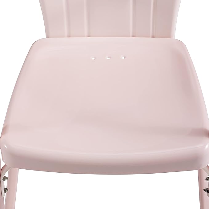 Crosley Furniture Tulip 2-Piece Outdoor Chair Set, Retro Metal Patio Chairs for Dining, Porch, Deck, Balcony, Pastel Pink Gloss