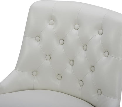 Watson & Whitely Counter Height Bar Stools, Faux Leather Upholstered Modern Swivel Barstool with Back, Solid Wood Legs, 26" H Seat, White