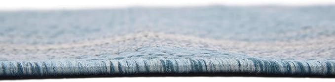 Unique Loom Outdoor Border Collection Area Rug - Soft Border (4' 1" x 6' 1" Rectangle, Aquamarine/ Ivory)