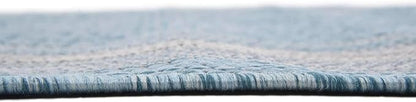 Unique Loom Outdoor Border Collection Area Rug - Soft Border (4' 1" x 6' 1" Rectangle, Aquamarine/ Ivory)