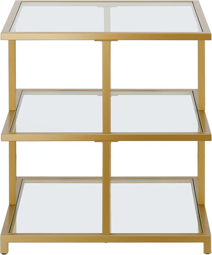 Henn&Hart 22" Wide Square Side Table in Brass, for Home, Living Room, Bedroom, Entertainment Room, Office