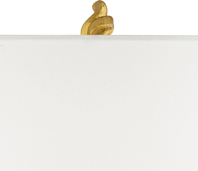 Possini Euro Design Hera Modern Glam Luxury Table Lamp Decor 31" Tall Sculptural Gold Leaf White Fabric Drum Shade Marble Base for Living Room Bedroom House Bedside Nightstand Home Office Entryway