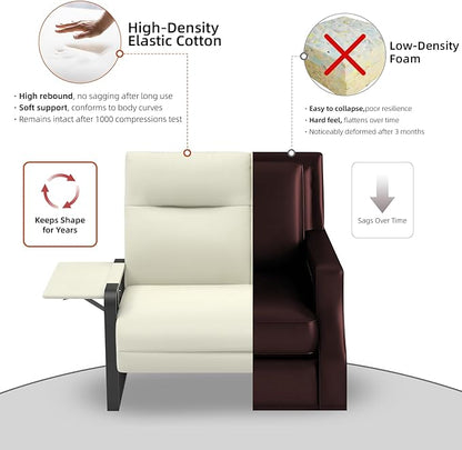 Faux Leather Sectional Couches for Living Room 3 Piece Loveseat and Chair Set with Flip Up Tray Tables Side Pockets Modern Modular Sectional Sofa for Office (2-Seat+1-Seat+1-Seat, Beige)