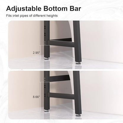 VASMIA Over The Toilet Storage,Bamboo 3-Tier Bathroom Organizer Over Toilet Storage Cabinet,Freestanding Space Saver with 3 Hooks Black