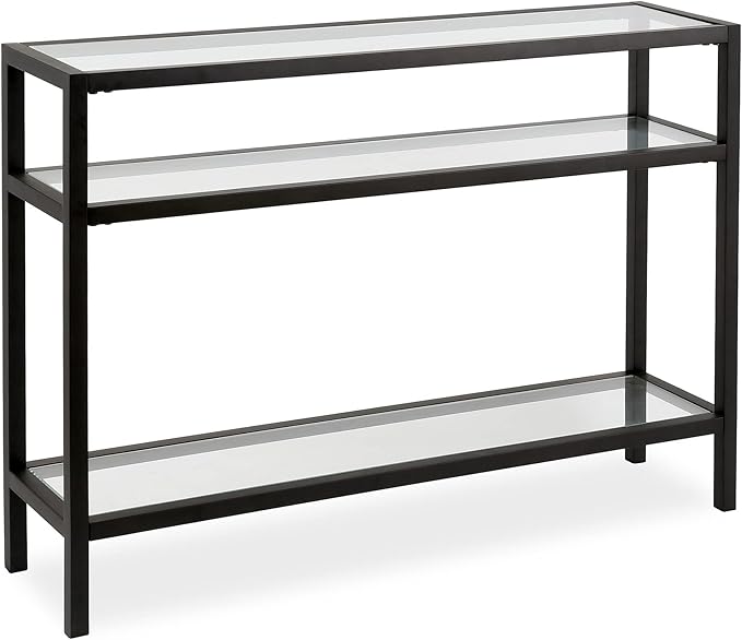 Henn&Hart 42" Wide Rectangular Console Table in Blackened Bronze, Entryway Table, Accent Table for Living Room, Hallway
