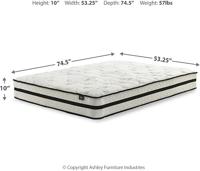 Signature Design by Ashley Full Size Chime 10 Inch Medium Firm Hybrid Mattress with Cooling Gel Memory Foam for Pressure Relief, Fiberglass Free, Mattress In A Box