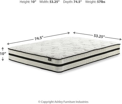 Signature Design by Ashley Full Size Chime 10 Inch Medium Firm Hybrid Mattress with Cooling Gel Memory Foam for Pressure Relief, Fiberglass Free, Mattress In A Box