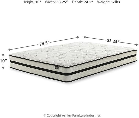Signature Design by Ashley Full Size Chime 10 Inch Medium Firm Hybrid Mattress with Cooling Gel Memory Foam for Pressure Relief, Fiberglass Free, Mattress In A Box