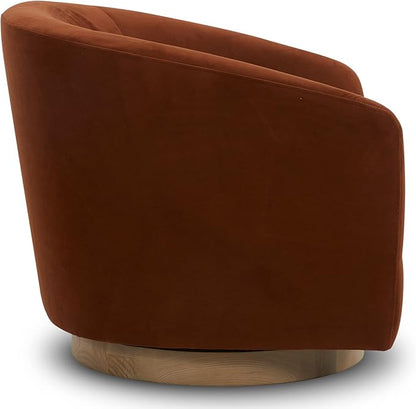 CHITA Swivel Accent Chair, FSC Certified Upholstered Velvet Barrel Chair for Living Room Set of 2, Fully Assembled, Burnt Orange