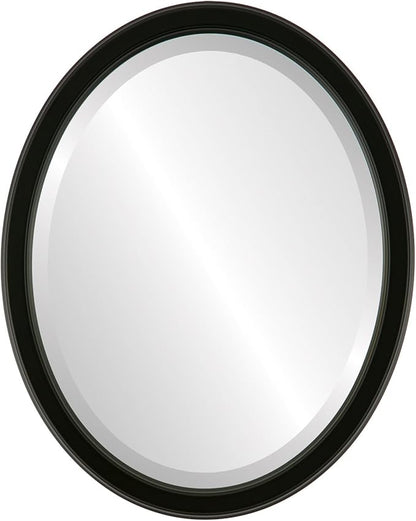 OVALCREST Oval Beveled Wall Mirror for Home Decor - Toronto Style - Matte Black - 18" x 14"