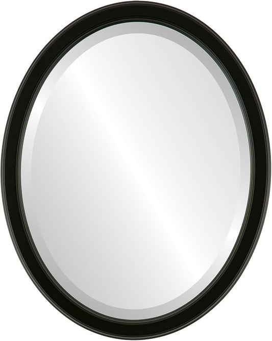 OVALCREST Oval Beveled Wall Mirror for Home Decor - Toronto Style - Matte Black - 26" x 20"