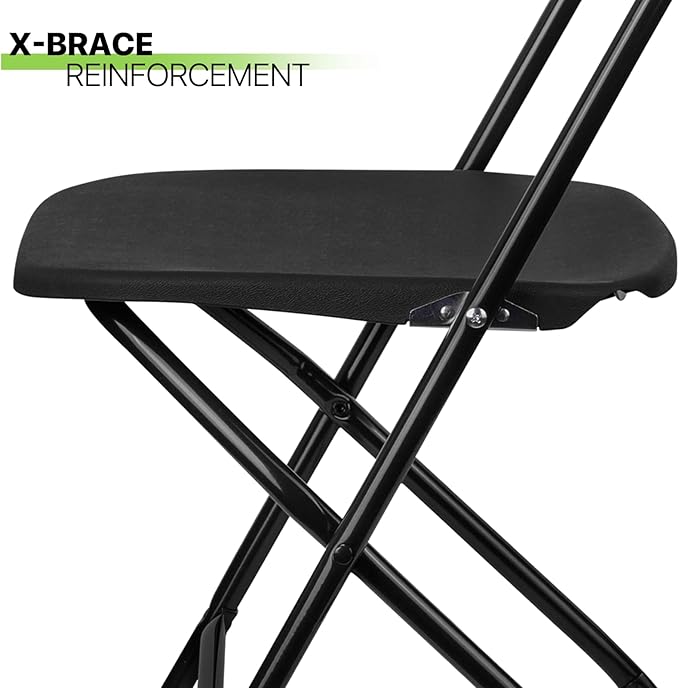 Magshion Plastic Folding Chairs 4 Pack Foldable Dinning Chairs for Wedding Parties Event Outdoor Indoor Lightweight Chair 330lb Capacity, Black