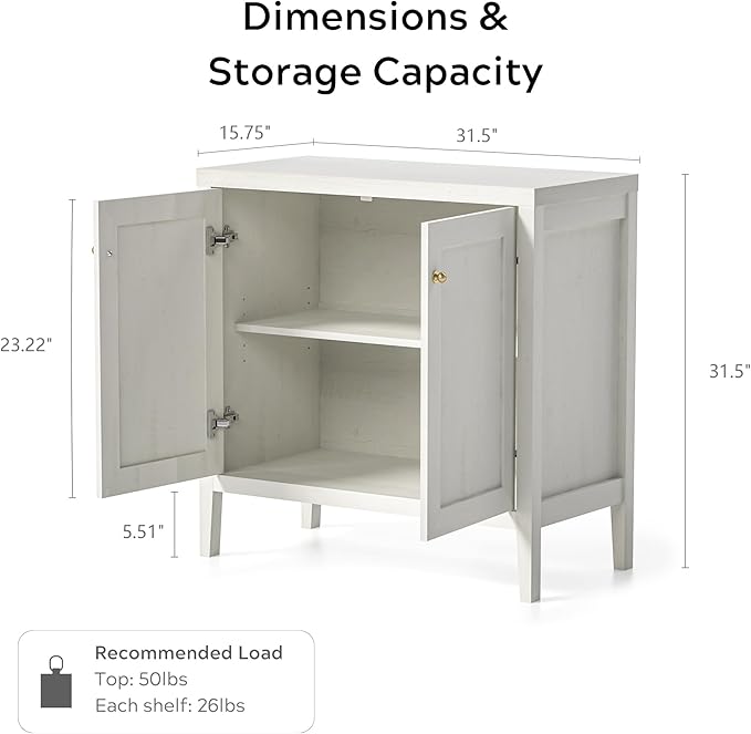 Sideboard Buffet Cabinets Set of 3 with Adjusable Shelves, Farmhouse Storage Cabinet, Credenza, Accent Cabinet, Kitchen Coffee Bar Console Table for Living Dining Room, Antique White