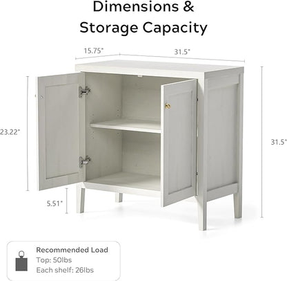 63" Large Buffet Cabinets Set of 2, Farmhouse Sideboard Cabinet with Storage, Accent Credenza Cabinet, Wood Kitchen Cabinets, Coffee Bar Console Table for Living, Dining Room, Antique White