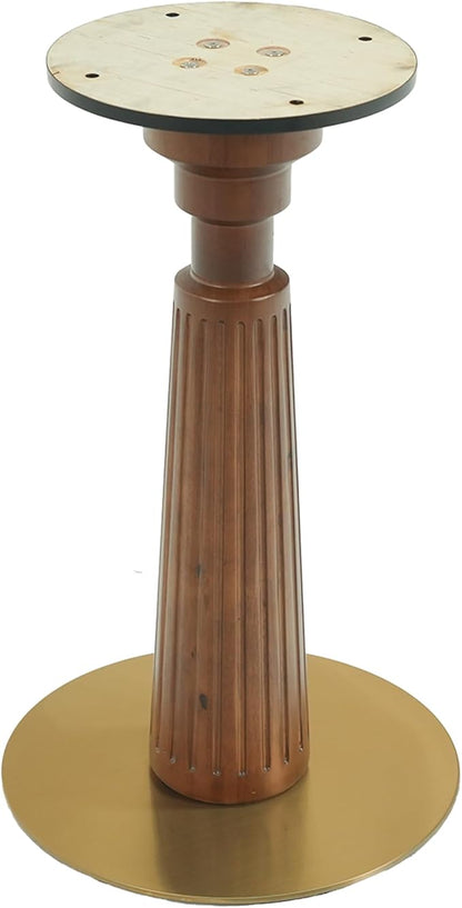 Sintered Stone Office Table - 33.5" Round Table for Small Offices (Light Brown Leg and White Top, 1 Table Only)