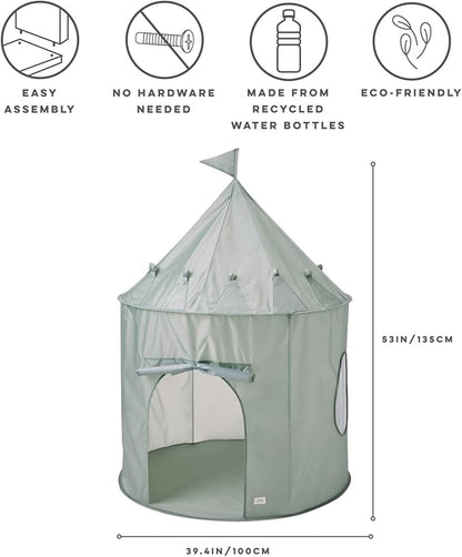 3 Sprouts Kids Play Tent - Sustainable Recycled Fabric – Fun Spacious Childs Playhouse for Indoor Games for Boys & Girls - Durable Fort Pop Up House for Toddlers & Children Age 3-10 - Green