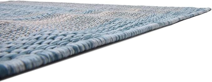 Unique Loom Outdoor Border Collection Area Rug - Soft Border (4' 1" x 6' 1" Rectangle, Aquamarine/ Ivory)