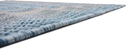 Unique Loom Outdoor Border Collection Area Rug - Soft Border (4' 1" x 6' 1" Rectangle, Aquamarine/ Ivory)