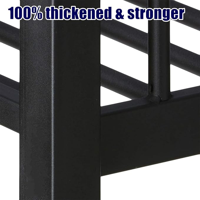 Higher Quality & Stronger Heavy Duty Steel Black Bunk Bed Twin XL Over Queen Size Bunkbed, Thickened More Stable Safer Metal Bunk Queen Bed (Easier to Assemble) (Twin XL Over Queen)