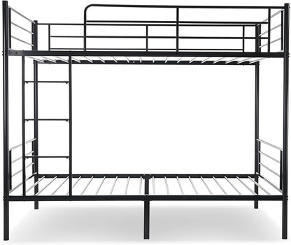 Bunk Beds,Bunk Bed Twin Over Twin for Kids Teens Adults with Ladders and Guardrail,Sturdy Literas Heavy Duty Metal Slats,400 lbs Capacity,No Spring Box Required,Black