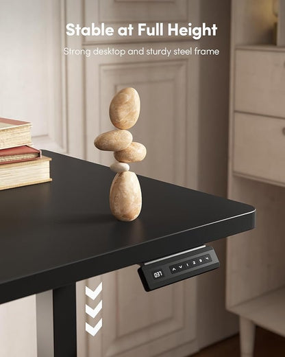 FEZIBO One-Piece Standing Desk Adjustable Height Stand up Home Office Desk, 32x20 Inch Electric Standing Computer Desk, with 4 Memory Presets, Headphone Hook, Black
