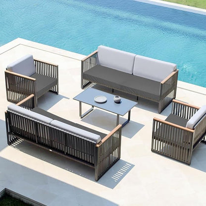 Easy-Going Waterproof Patio Cushion Covers ONLY Cover 27x25x5 inch 2 Pack Replacement Non-Slip Outdoor Seat Cushion Slipcover with Zipper. Dark Gray
