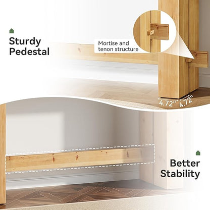 Tribesigns Console Table, 63" Solid Wood Farmhouse Sofa Table with Storage for Living Room, Narrow Entryway & Hallway Accent Table Behind Couch, Natural Wood Finish