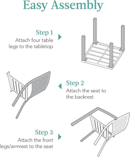 Best Choice Products 3-Piece Outdoor Bistro Set, Stackable Modern Steel Furniture for Porch, Garden w/ 2 Chairs, Table, Geometric Decor - Peacock Blue
