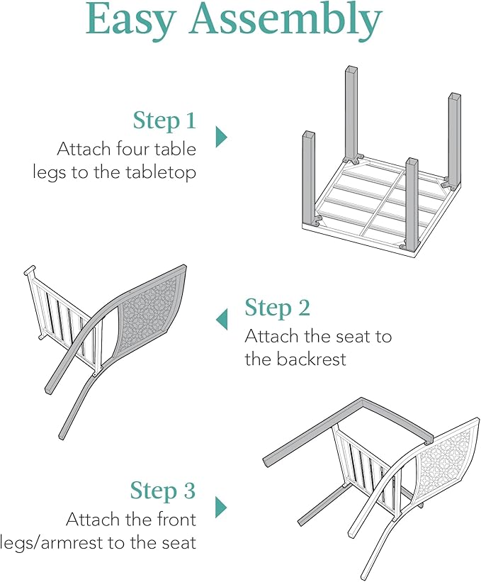 Best Choice Products 3-Piece Outdoor Bistro Set, Stackable Modern Steel Furniture for Porch, Garden w/ 2 Chairs, Table, Geometric Decor - Mint Green