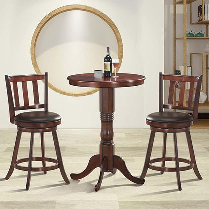 COSTWAY Bar Stools Set of 2, Counter Height Dining Chair, Fabric Upholstered 360 Degree Swivel, PVC Cushioned Seat, Perfect for Dining and Living Room (Height 25''-Set of 2)